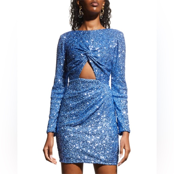 SHO Dresses & Skirts - SHO by Tadashi Shoji Long Sleeve Sequin Cutout Bodycon Dress Size XXS Blue